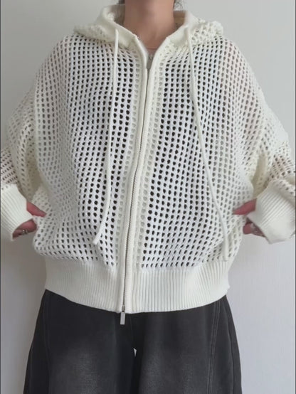 ネットニットフードジップアップ