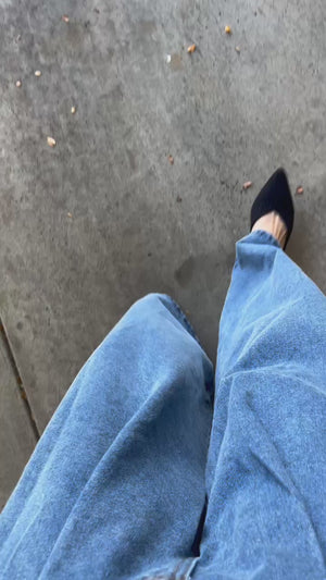 サスペンダーワイドデニムパンツ