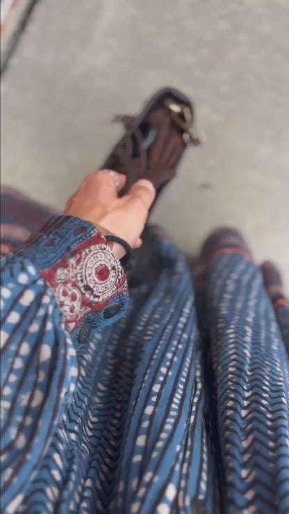 ブロックプリントワンピースコート