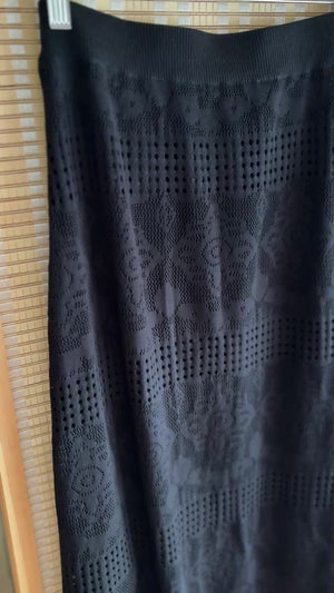 透かし編みレースニット ペプラムセットアップ