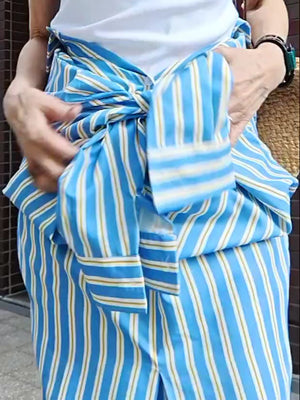 ストライプロングシャツワンピース