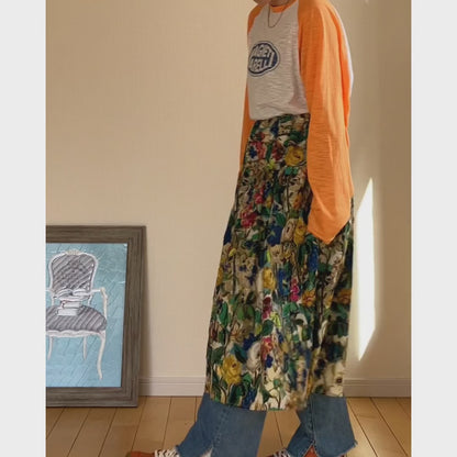 ヴィンテージ風フラワーギャザースカート