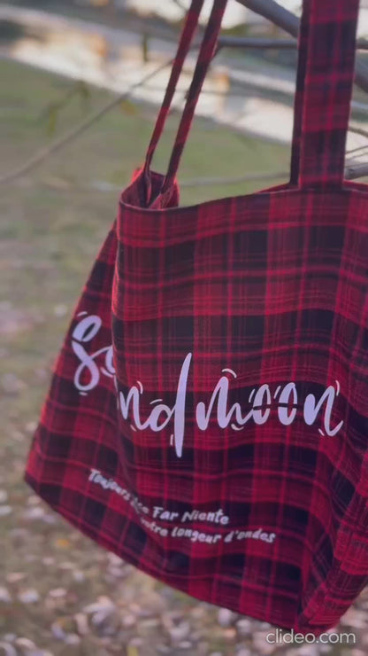 赤チェックトートバッグ