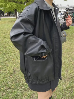 オーバーレザーライクジャケット