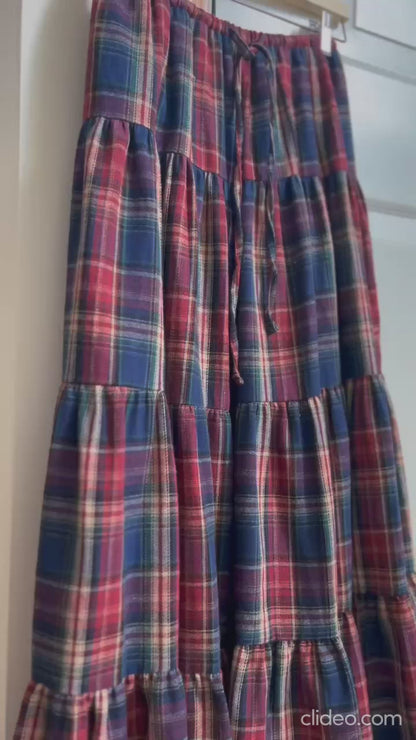 くすみタータンチェックティアードスカート