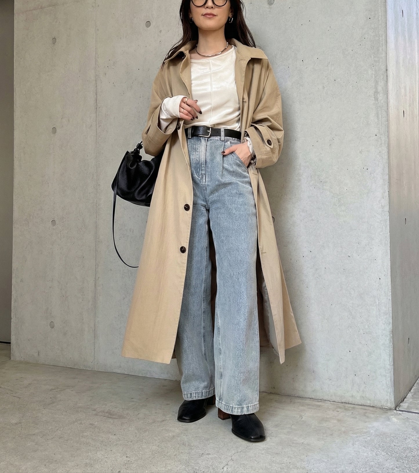 ワイドスリーブステンカラーコート