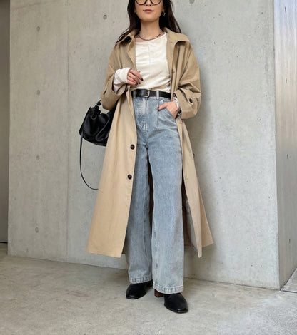 ワイドスリーブステンカラーコート