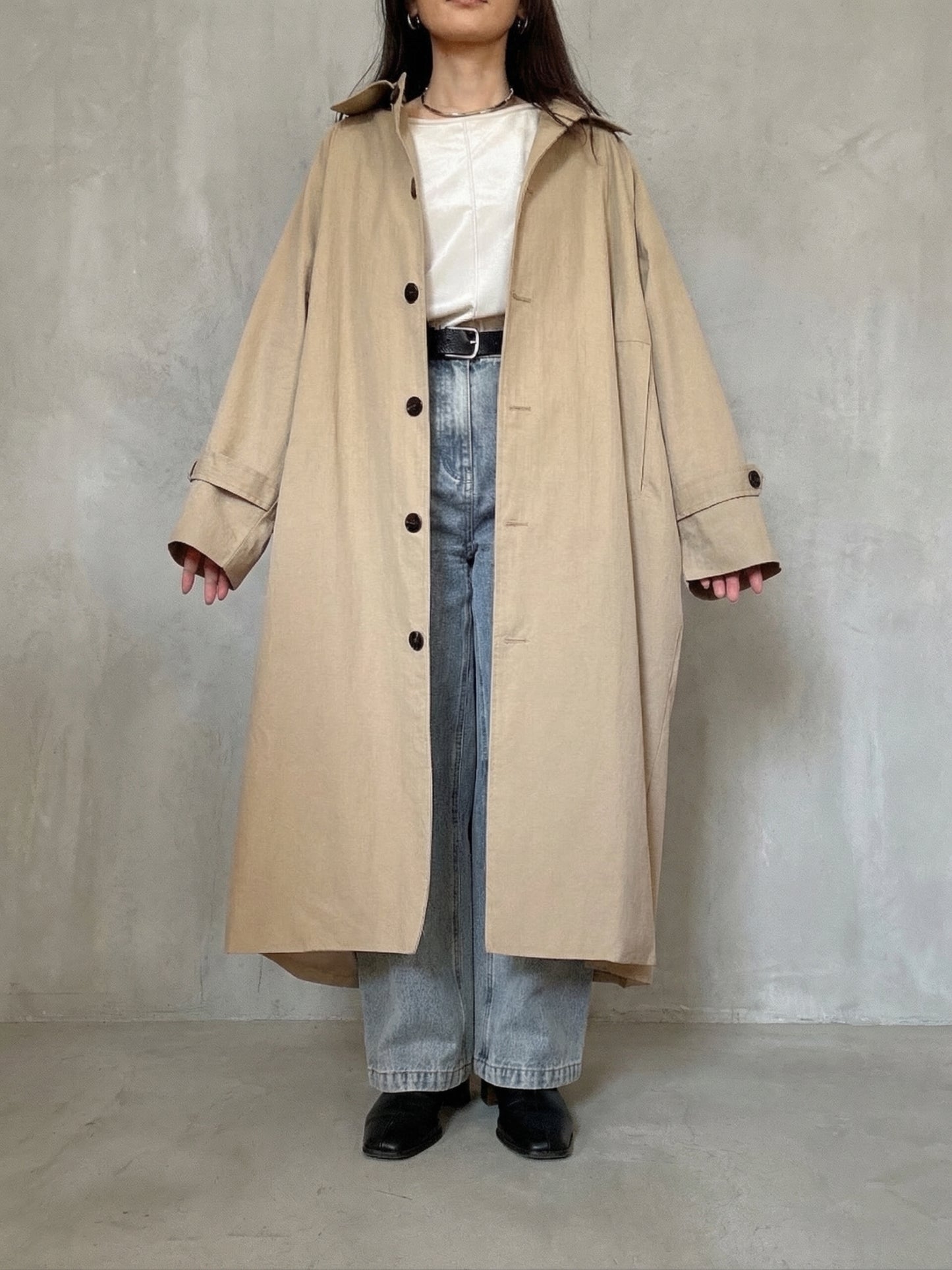 ワイドスリーブステンカラーコート